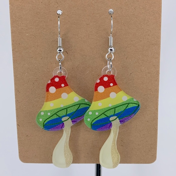 Fashion Jewelry Jewelry - Rainbow Acrylic Mushroom Dangle Earrings Fashion Jewelry
